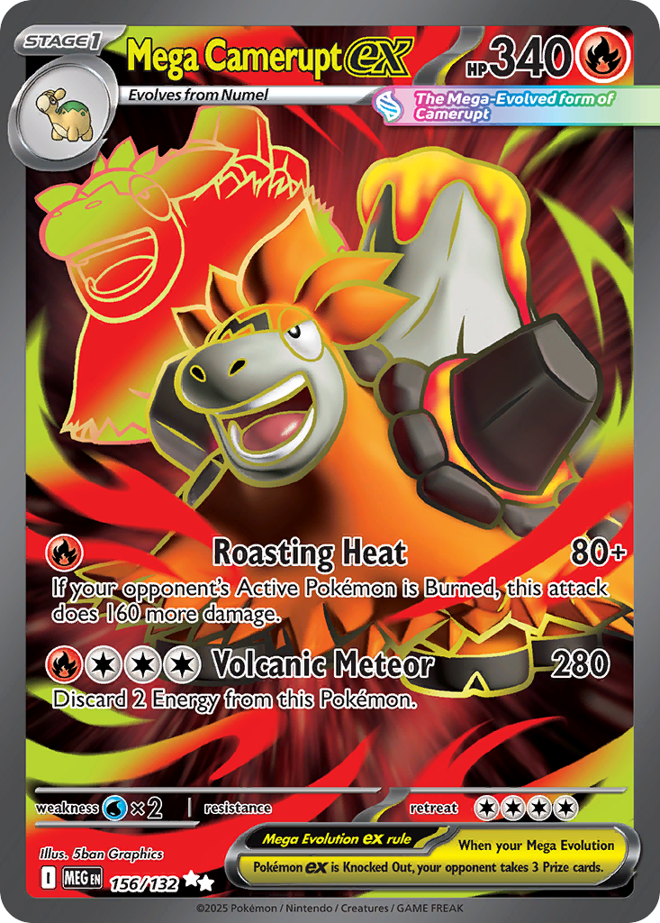 Mega Camerupt ex — Mega Evolution card #156 full image