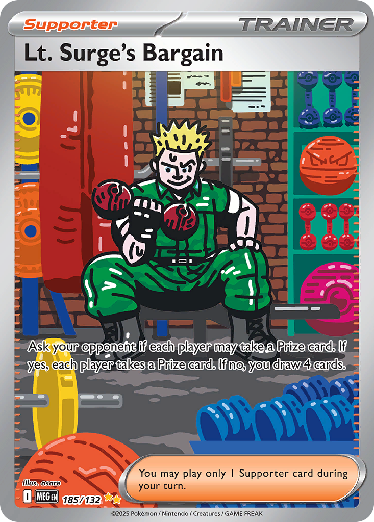 Lt. Surge's Bargain — Mega Evolution card #185 full image