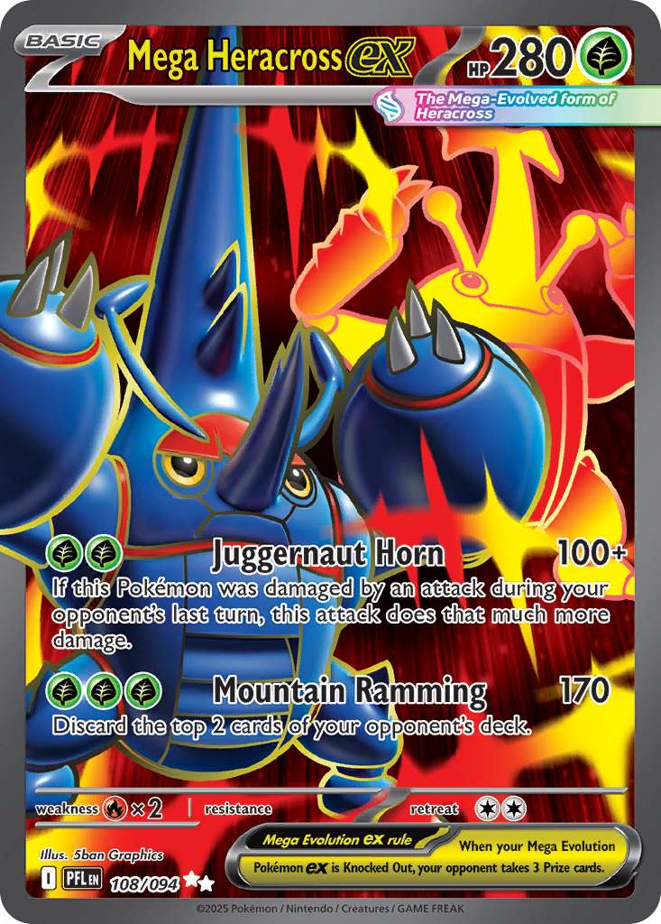 Mega Heracross ex — Phantasmal Flames card #108 full image