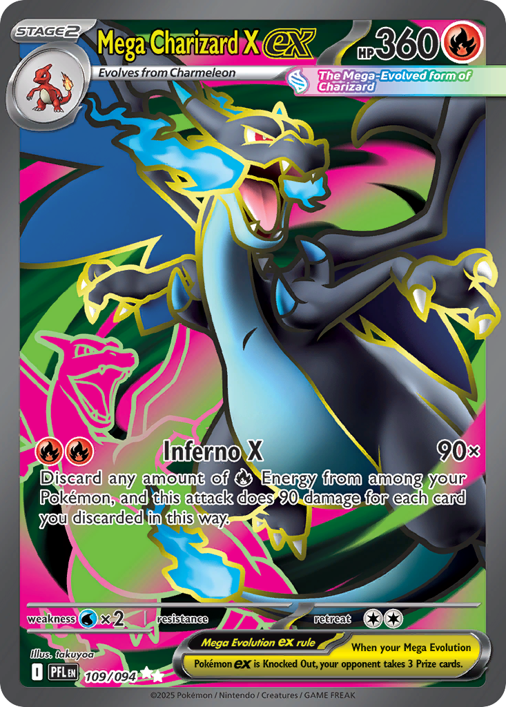 Mega Charizard X ex — Phantasmal Flames card #109 full image
