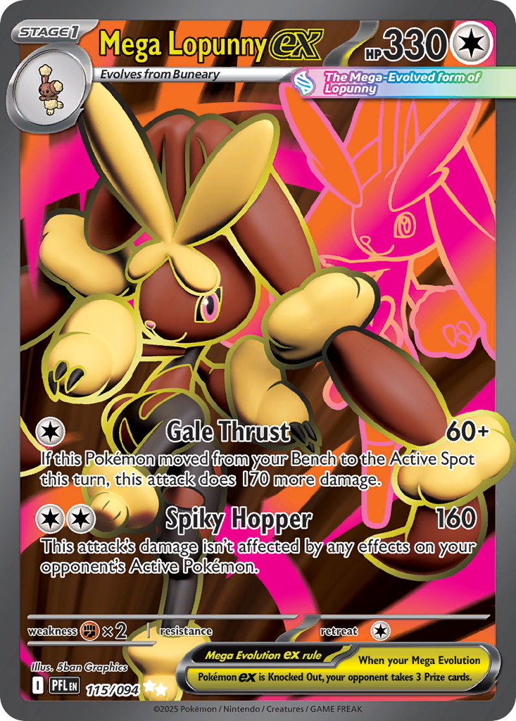 Mega Lopunny ex — Phantasmal Flames card #115 full image