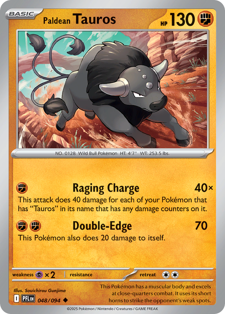 Paldean Tauros — Phantasmal Flames card #48 full image