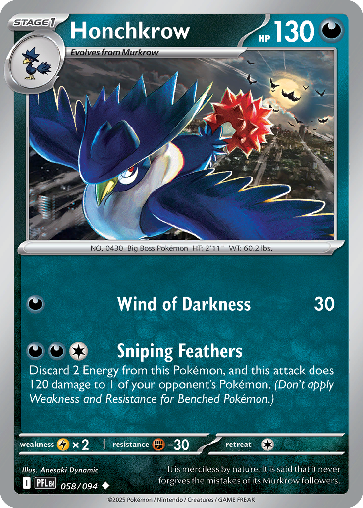 Honchkrow — Phantasmal Flames card #58 full image