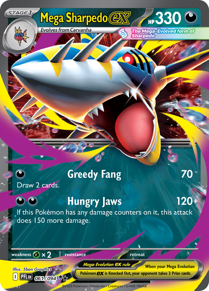 Mega Sharpedo ex — Phantasmal Flames card #61 full image