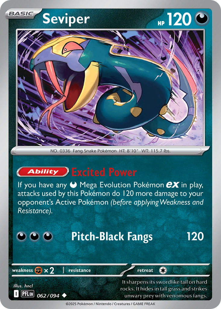 Seviper — Phantasmal Flames card #62 full image