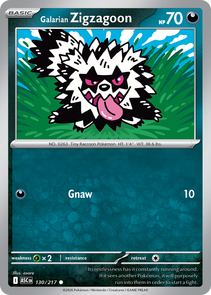 Galarian Zigzagoon — Ascended Heroes card #130 full image