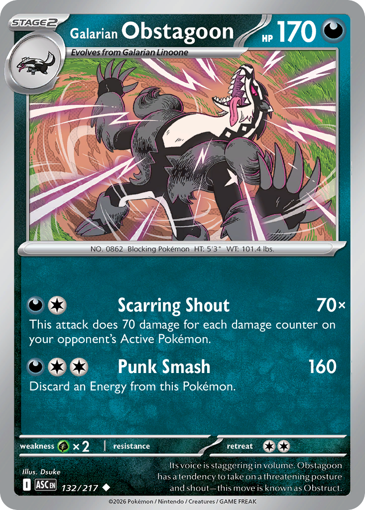 Galarian Obstagoon — Ascended Heroes card #132 full image