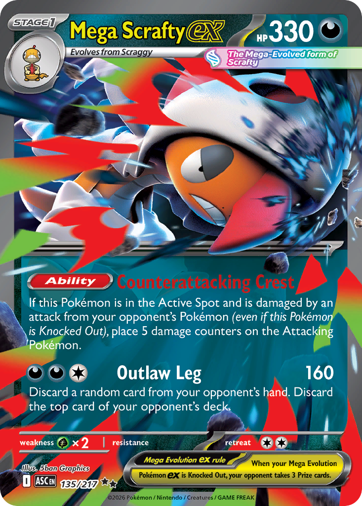 Mega Scrafty ex — Ascended Heroes card #135 full image