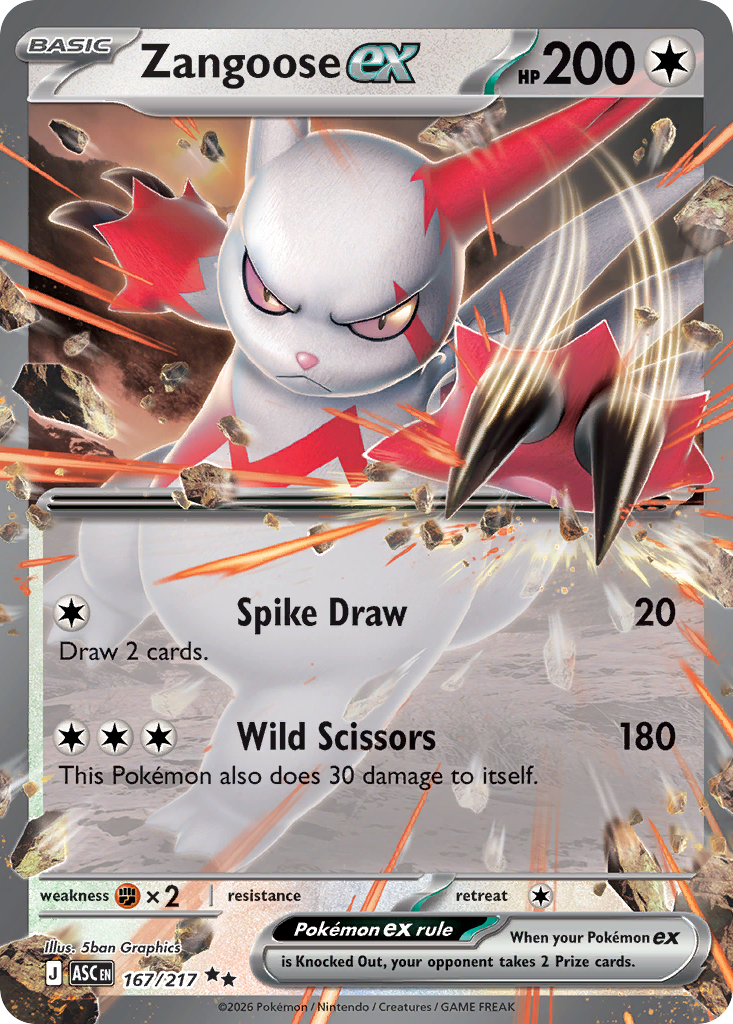 Zangoose ex — Ascended Heroes card #167 full image
