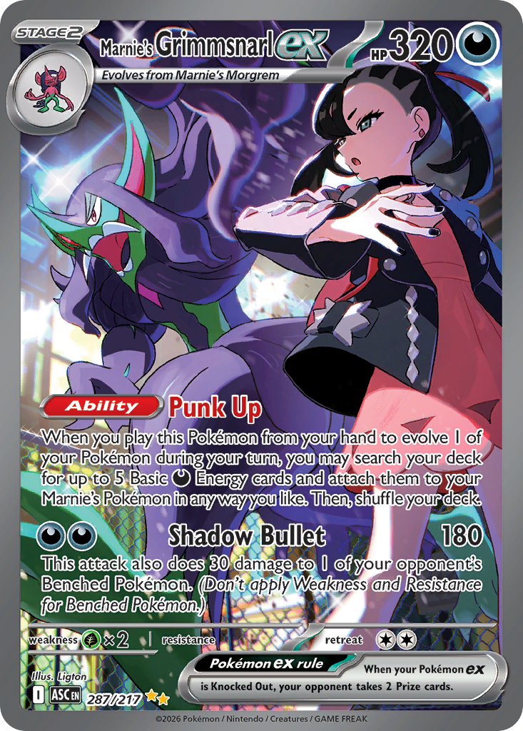 Marnie's Grimmsnarl ex — Ascended Heroes card #287 full image