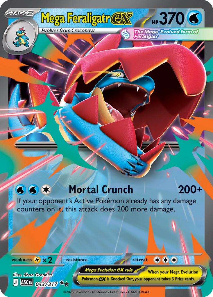 Mega Feraligatr ex — Ascended Heroes card #43 full image
