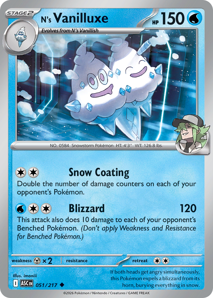 N's Vanilluxe — Ascended Heroes card #51 full image