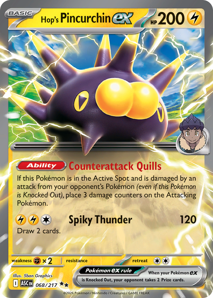 Hop's Pincurchin ex — Ascended Heroes card #68 full image