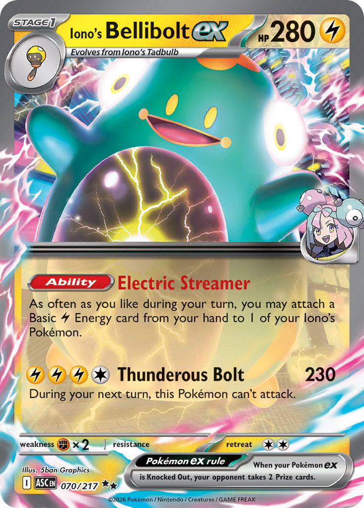 Iono's Bellibolt ex — Ascended Heroes card #70 full image