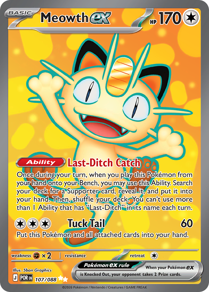 Meowth ex — Perfect Order card #107 full image