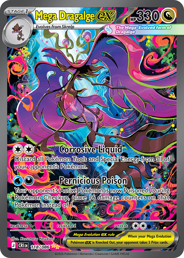 Mega Dragalge ex — Chaos Rising card #118 full image