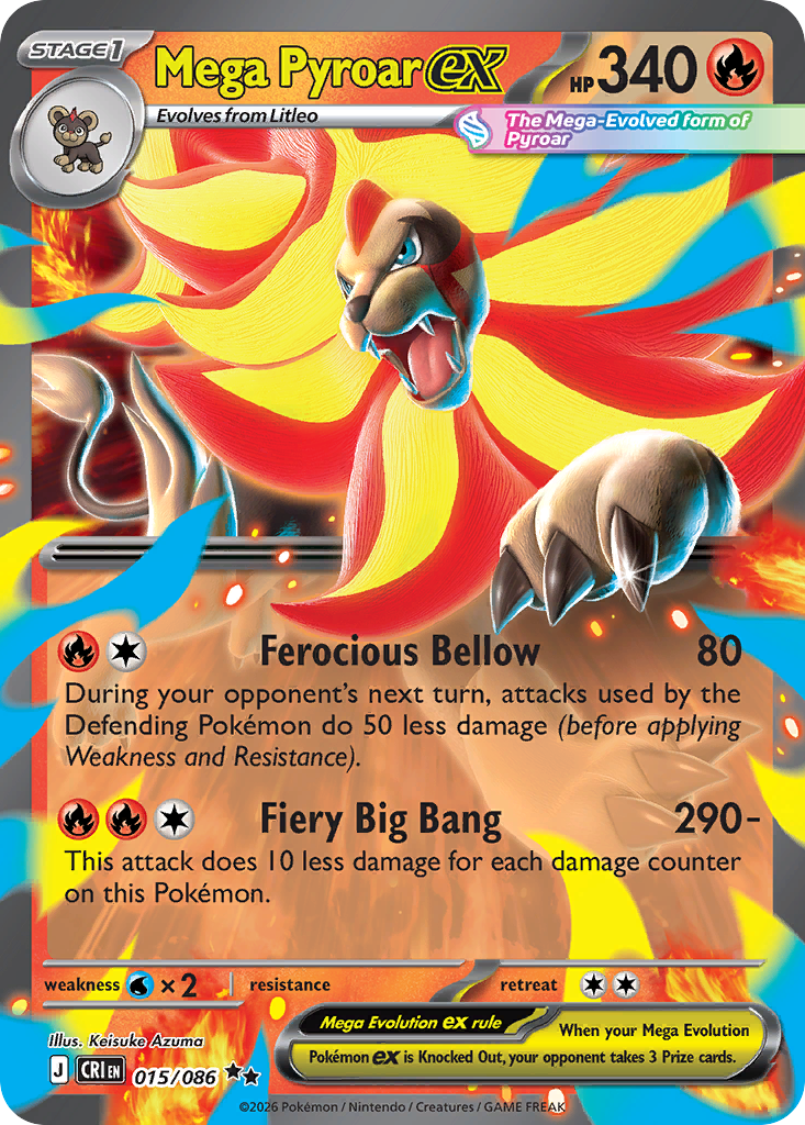 Mega Pyroar ex — Chaos Rising card #15 full image