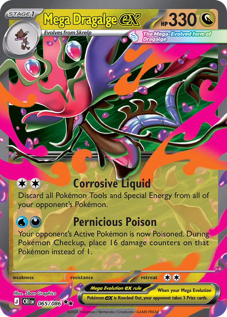 Mega Dragalge ex — Chaos Rising card #65 full image