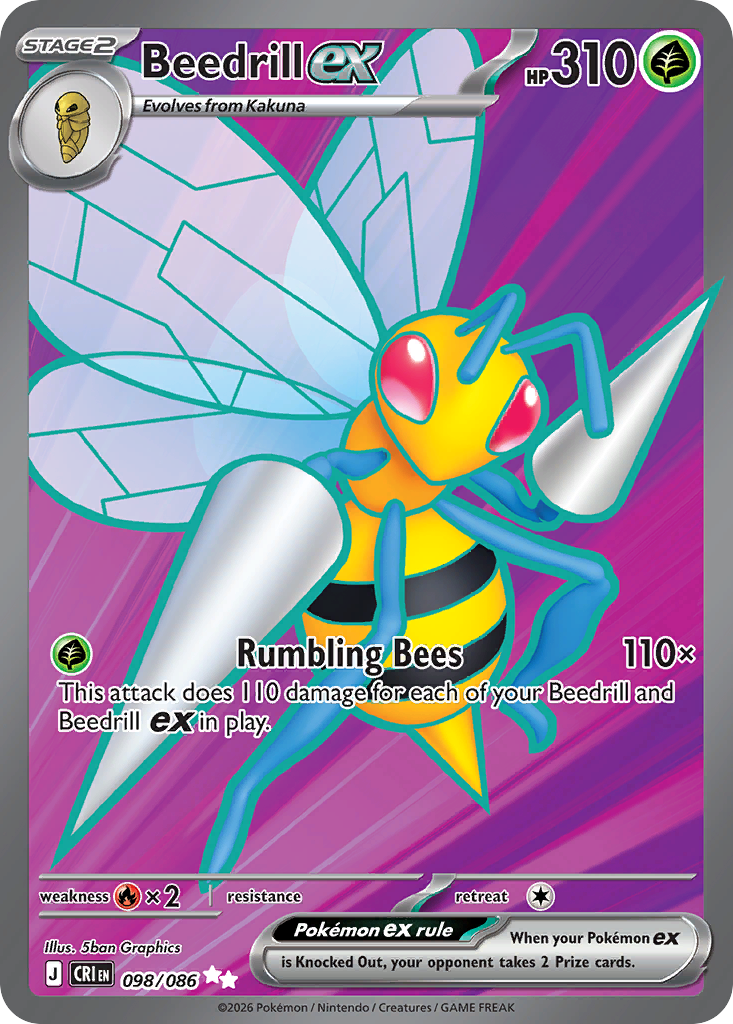 Beedrill ex — Chaos Rising card #98 full image