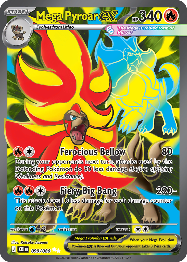 Mega Pyroar ex — Chaos Rising card #99 full image