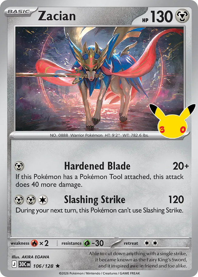 Zacian — 30th Celebration card #106 full image