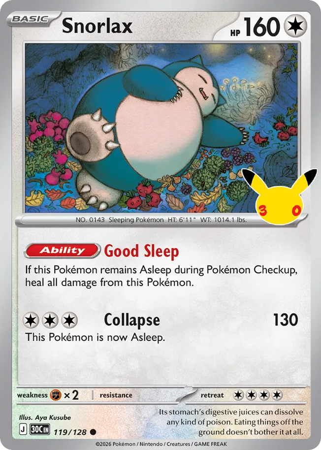 Snorlax — 30th Celebration card #119 full image