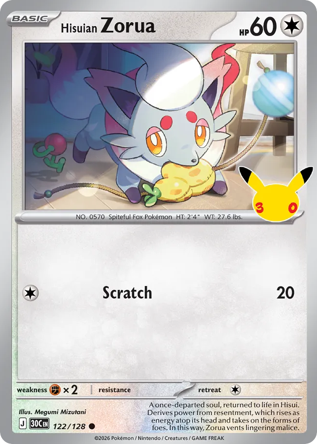 Hisuian Zorua — 30th Celebration card #122 full image
