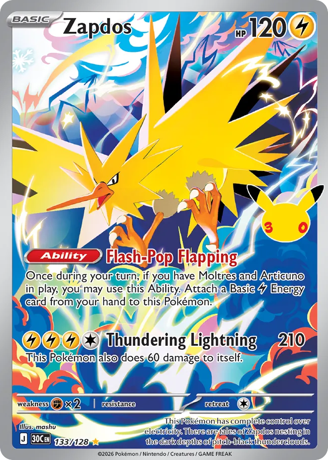 Zapdos — 30th Celebration card #133 full image