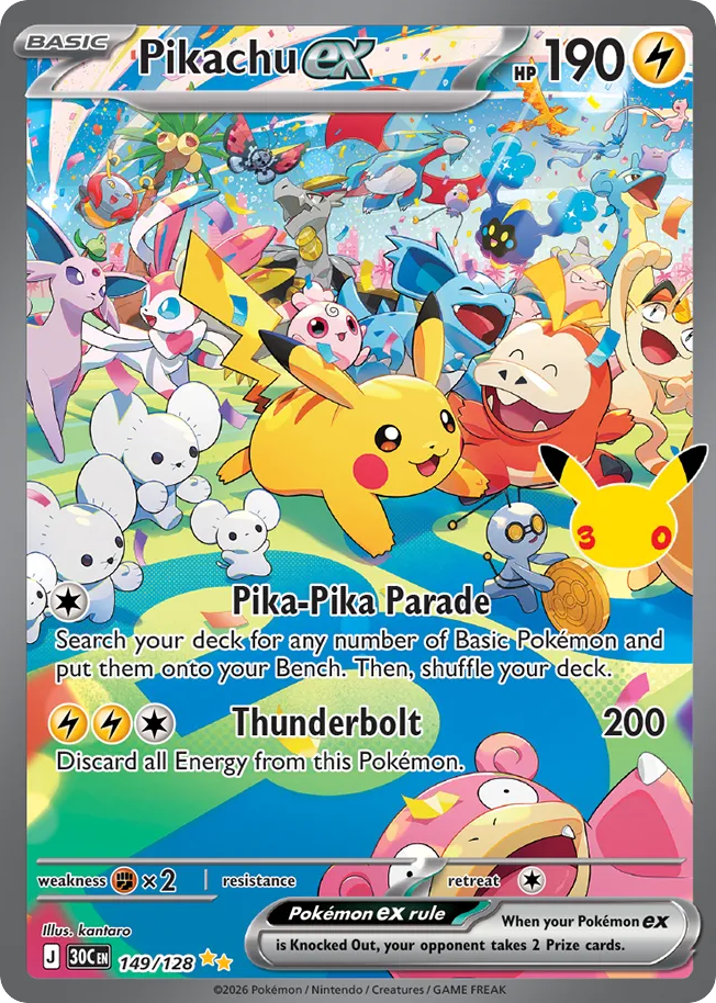 Pikachu ex — 30th Celebration card #149 full image