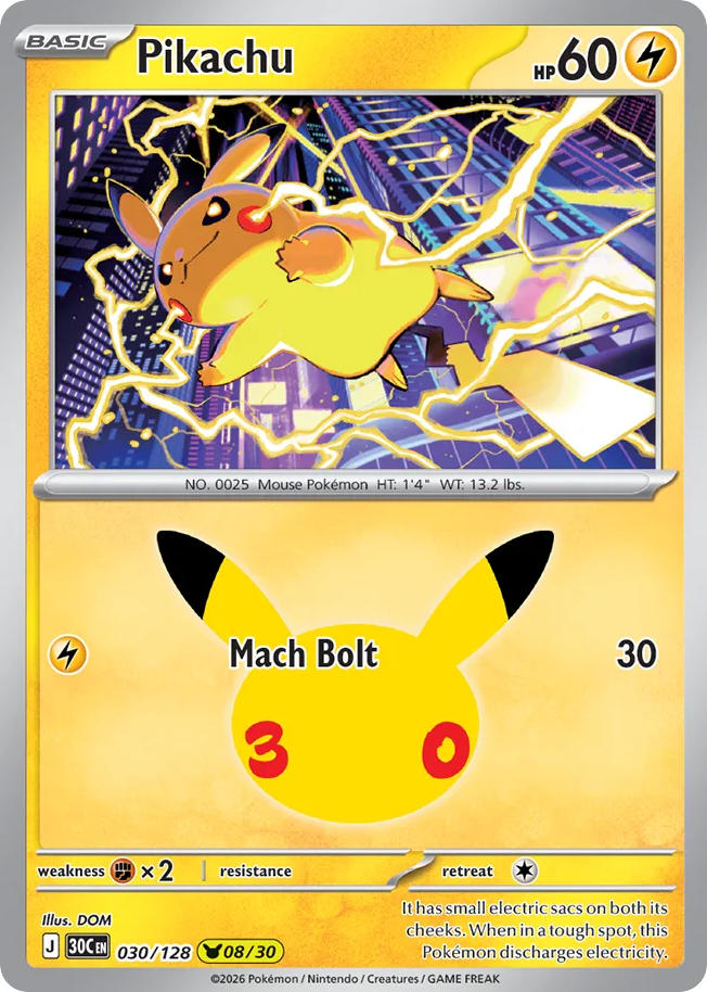 Pikachu — 30th Celebration card #30 full image