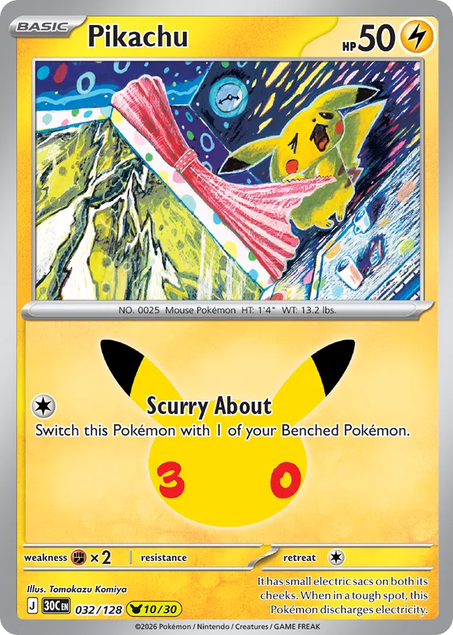 Pikachu — 30th Celebration card #32 full image