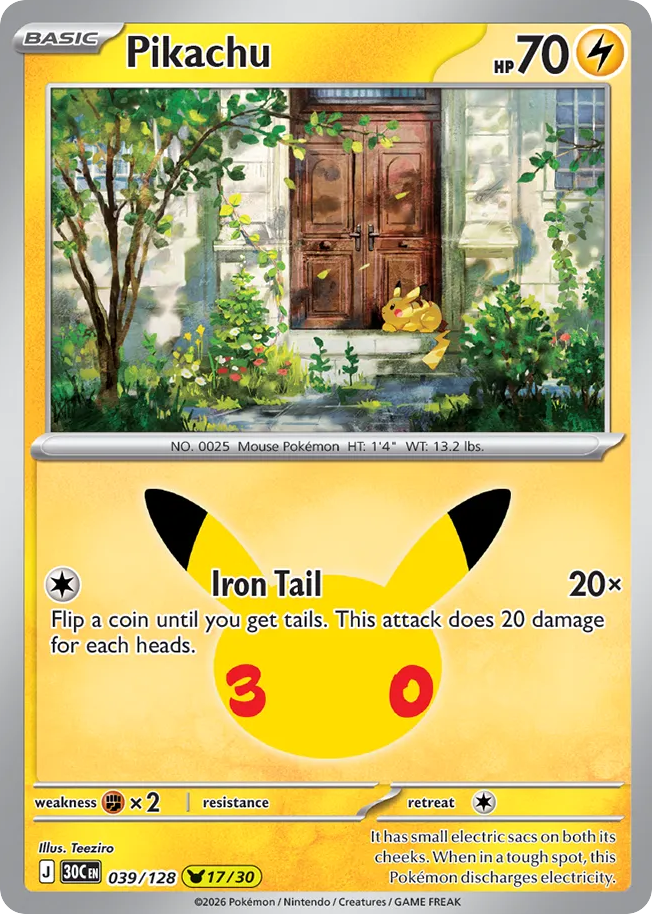 Pikachu — 30th Celebration card #39 full image