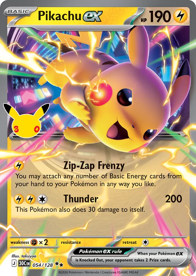 Pikachu ex — 30th Celebration card #54 full image