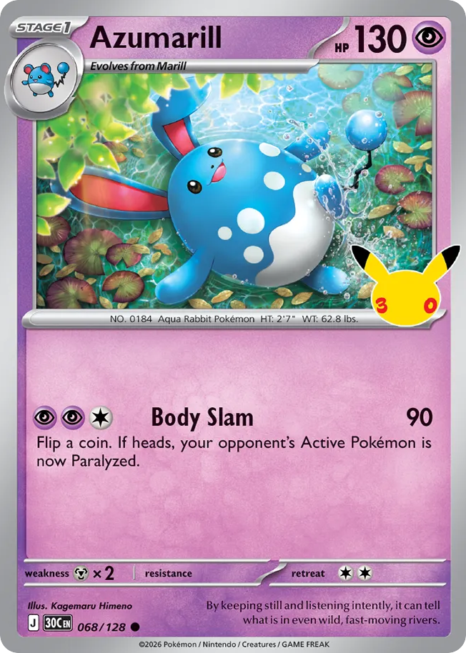 Azumarill — 30th Celebration card #68 full image