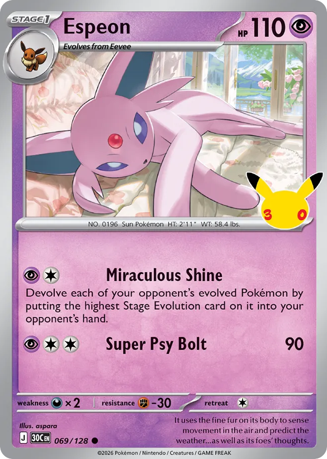 Espeon — 30th Celebration card #69 full image