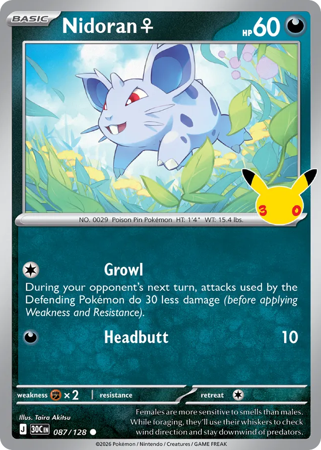 Nidoran ♀ — 30th Celebration card #87 full image