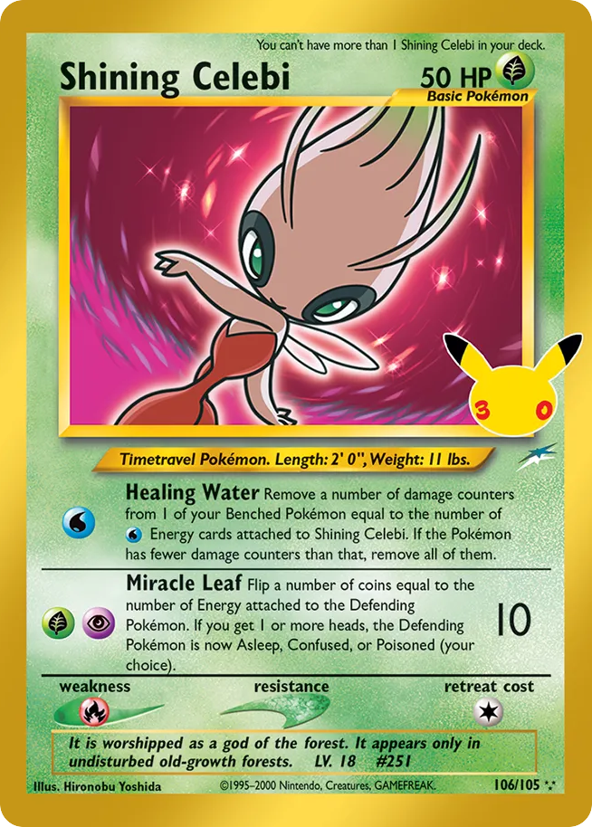 Shining Celebi — 30th Celebration: Classic Collection card #106 full image