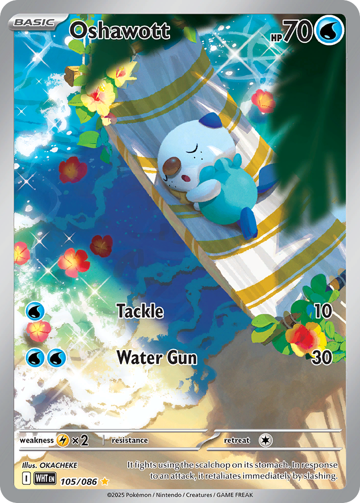 Oshawott — White Flare card #105 full image