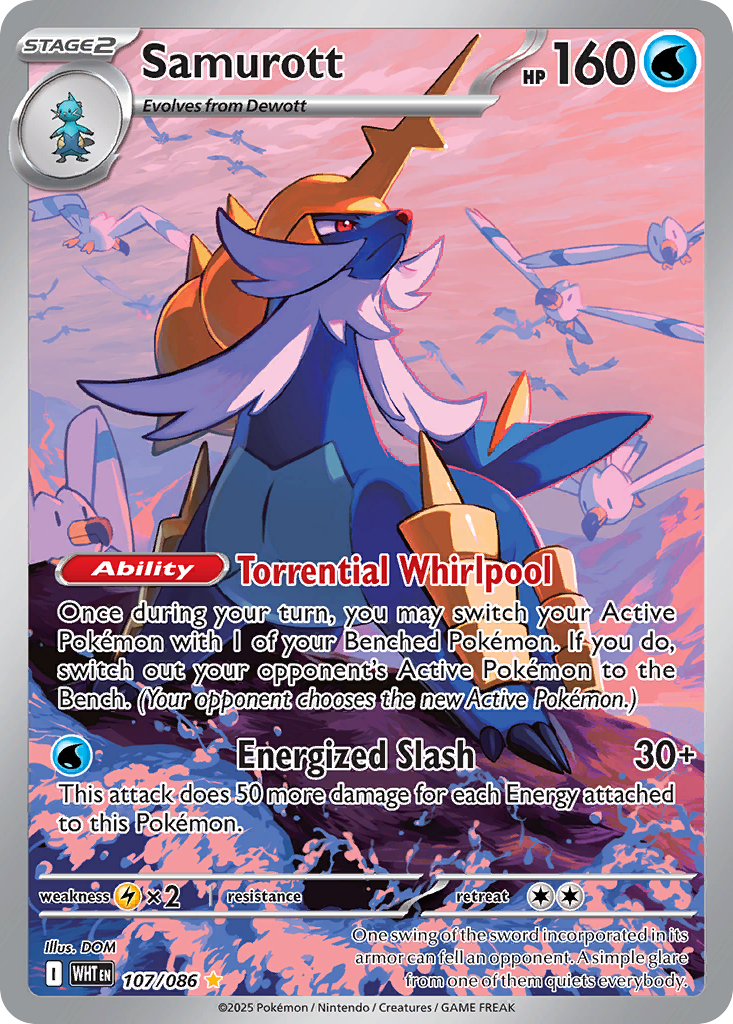 Samurott — White Flare card #107 full image