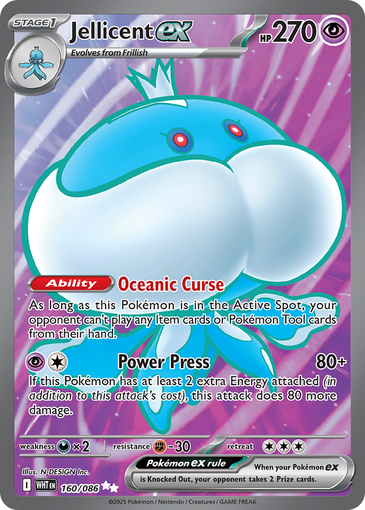 Jellicent ex — White Flare card #160 full image