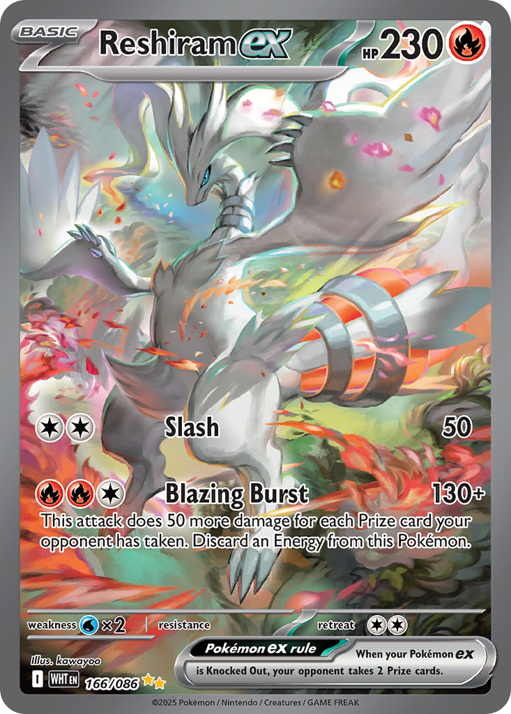 Reshiram ex — White Flare card #166 full image