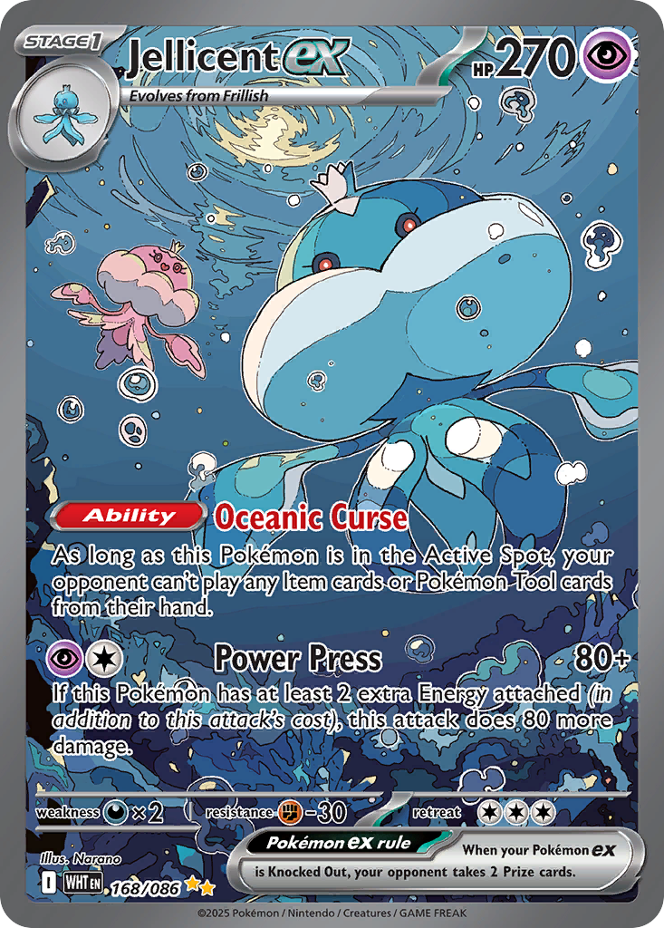 Jellicent ex — White Flare card #168 full image