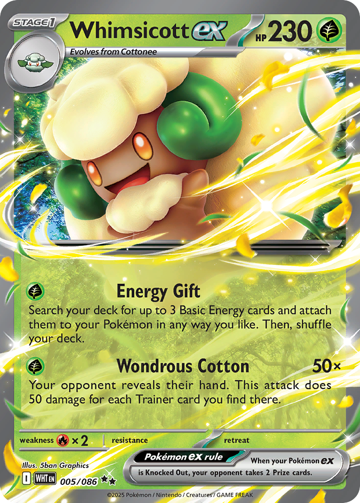 Whimsicott ex — White Flare card #5 full image