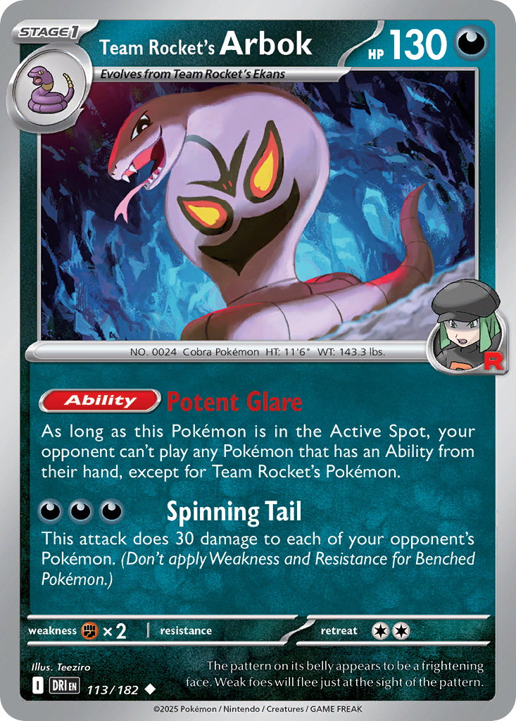 Team Rocket's Arbok — Destined Rivals card #113 full image