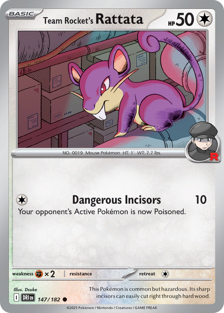 Team Rocket's Rattata — Destined Rivals card #147 full image