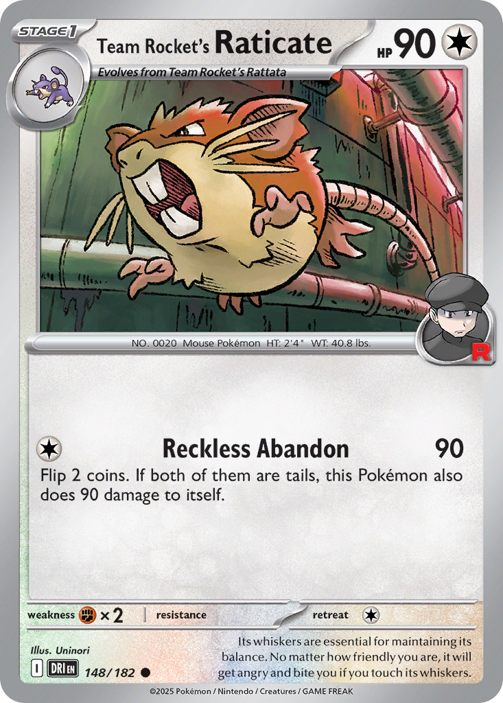 Team Rocket's Raticate — Destined Rivals card #148 full image