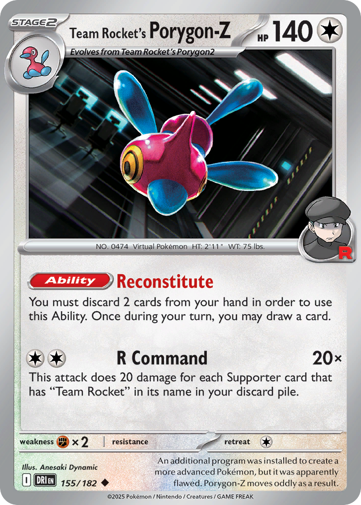 Team Rocket's Porygon-Z — Destined Rivals card #155 full image