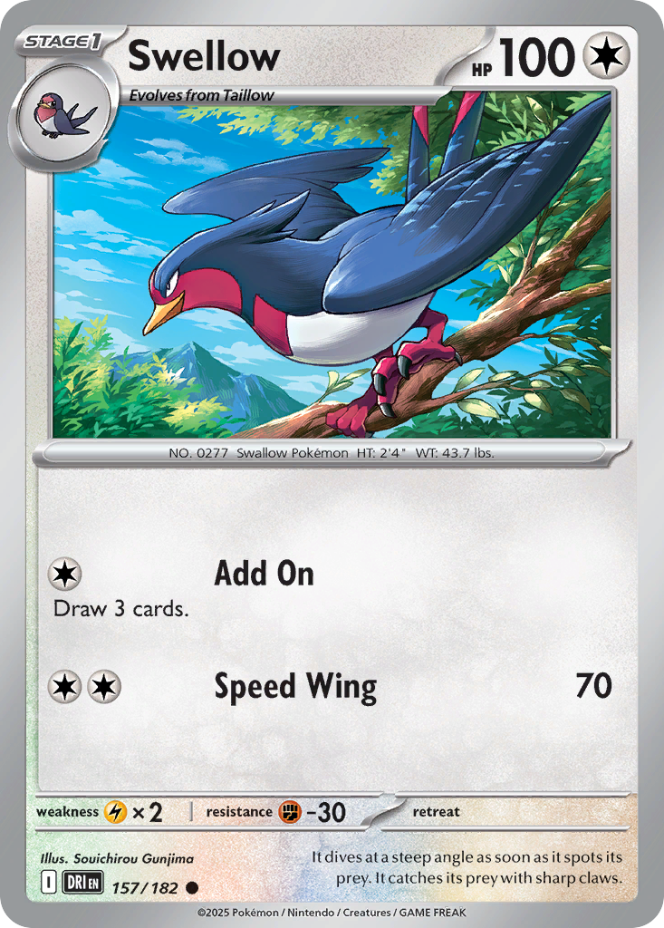 Swellow — Destined Rivals card #157 full image
