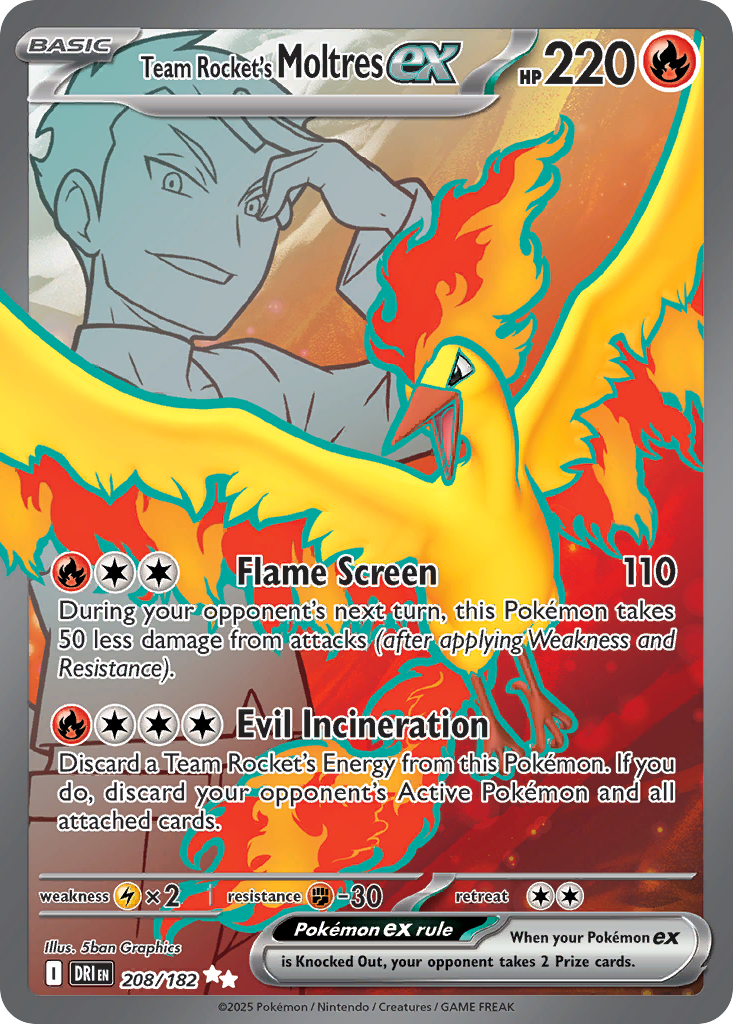 Team Rocket's Moltres ex — Destined Rivals card #208 full image