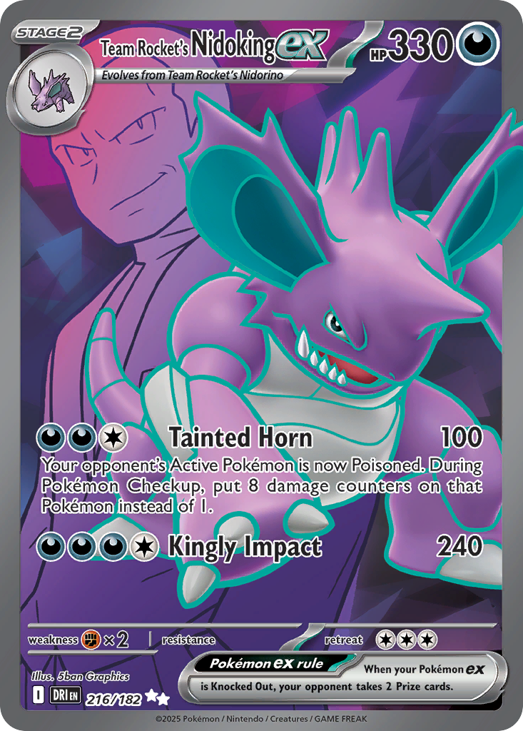 Team Rocket's Nidoking ex — Destined Rivals card #216 full image